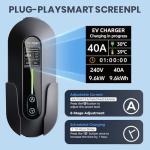 40A Level 2 Portable EV Charger (9.6kW, 240V, 25ft Charging Cable), Supports Level 1 & 2, NEMA 14-50 Plug & 110V NEMA 5-15 Adapter, Adjustable Current & Timer, J1772 to Tesla Adapter Included