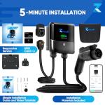 Zapvolt Level 2 EV Charger 40Amp 240V 9.6kW - 25FT Smart Wall Charging Station for Home, J1772 NEMA 14-50, with EV Charger Port Cover Waterproof, RFID Card, WiFi Enabled, UL Certified - GEN 2