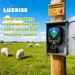 Luzrise 12J Electric Fence Charger AC DC 2 in 1 Powered Supply Fence Controller Fence Energizer Electric, IPX6 Level Waterproof, Peak Voltage 10KV, Max 120KM Range for Livestock/Farmland/Garden (12J)