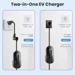 40A Level 2 Portable EV Charger (9.6kW, 240V, 25ft Charging Cable), Supports Level 1 & 2, NEMA 14-50 Plug & 110V NEMA 5-15 Adapter, Adjustable Current & Timer, J1772 to Tesla Adapter Included