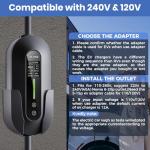 40A Level 2 Portable EV Charger (9.6kW, 240V, 25ft Charging Cable), Supports Level 1 & 2, NEMA 14-50 Plug & 110V NEMA 5-15 Adapter, Adjustable Current & Timer, J1772 to Tesla Adapter Included