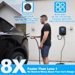 Vickxsii Level 2 EV Charger Stations 40 Amp -J1772 Chargers 9.5KW, Hardwired for 240V Electric Vehicle Charging (Plug-Charge/WiFi APP), Wall EV Chargers for Home, Electric Car Charger 16FT Cord