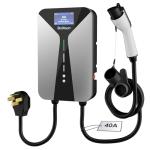 BiaHawn Level 2 EV Charger for Home(40Amp, 240V, NEMA 14-50P) with 4.3" LCD Screen, Electric Car Charger 9.6kW, 26 ft Cable and Wall Holder, Scheduled Charging, SAE-J1772 Connector