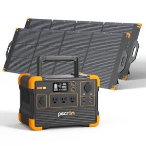 Pecron E600LFP Portable Solar Generator with 2x200W Solar Panel, 614Wh LiFePO4 Battery Backup, Power Station for Camping, Emergency, RV, Off-Grid Living
