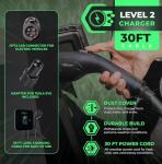 MACH 2:Fast Hardwired Level 2 EV Charger J1772 car Connector, 48 amp Garage-pro Wall-Mount EVSE - Electric Vehicle Charging Station. Accessories: 30ft Cable & Tesla NACS Portable Adapter Extension