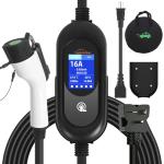 TopAutoGear 40FT Level 1&2 EV Charger, 110V-240V Portable Electric Vehicle Charger with 25ft Cable, Adjustable Current & Delay Timer, Compatible with SAE J1772 EVs, NEMA 6-20R to 5-15P Outlets