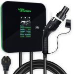 MACH 2:Fast Hardwired Level 2 EV Charger J1772 car Connector, 48 amp Garage-pro Wall-Mount EVSE - Electric Vehicle Charging Station. Accessories: 30ft Cable & Tesla NACS Portable Adapter Extension