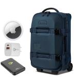 Pelican Aegis Luggage - Carry On Duffel Bag with Wheels - 22 Inch Carry On Bag + Travel Bundle, Air Tag, Wireless Portable P-Bank, 20W 2-Port USB-C/A Wall Charger (Indigo Blue)