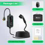 RhEVchar 40A Level 2 EV Charger Portable J1772 Adjustable Amps 240V Mobile Electric Car Chargers with NEMA 14-50 Plug, 25FT Cable, Wall Mount Holster, Travel Storage Bag Included