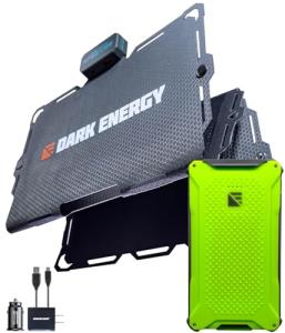 Dark Energy Poseidon Pro Indestructible Portable Charger with Spectre 18W Solar Panel | USB-A and USB-C, Ultra-Durable Armorflex, Ultra-Lite Flexible Panels | Signature Series Adapter, Green
