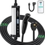 JEEKVISEN Tesla EV Charger Level 1/2, 9.6 kW 40A 240V, NEMA 14-50 Plug, 25' Cable, Adjustable Amps & Delay Timer, ETL/FCC Certified – Compatible with Tesla Model 3/Y/S/X/Cybertruck