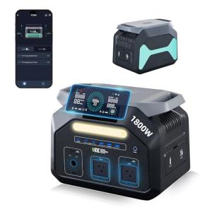 IEETek P1800 Portable Power Station,1024Wh LiFePO4 Battery,1800W(3600W Peak) AC Outlet Power Bank,1 Hour Fast Charging Lithium Solar charger Generator,<10 MS UPS,Home Use,Power Outages