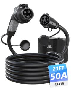 EVDANCE EV Charger Extension Cable, J1772 Extension Cable 50A 21FT Charging Cord for Electric Vehicle 110V-240V Compatible for All SAE J1772 Chargers (50A - 21FT)