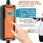 Voltre M2 Level 1 & 2 EV Charger for Tesla | 25 Ft MAX Cable | 10-32A | 110-240V Portable Electric Vehicle Car Fast Charger |14-50, 5-15 Plug for J1772