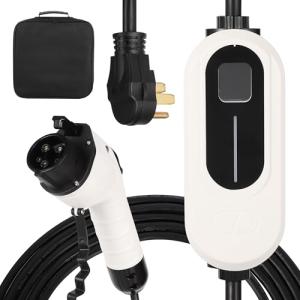 Level 2 EV Charger, 32A 240V Voltage, NEMA 14-50 Plug, 25ft Cable, Adjustable Current/Delay Timer, SAE J1772 Listed Portable Electric Vehicle Charging Stations for Indoor/Outdoor Use