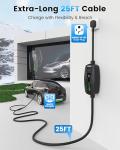SEGUMA Level 2 Tesla Charger-24Amp 240V, NEMA 14-30 Plug, 25FT Extension Cable, Adjustable Current (10-24A)-Portable Home Mobile EV Charger for Model Y/X/3/S/Cybertruck, Fit 4-Prong Dryer Outlet
