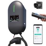 RYCHEENI Level 2 EV Charger -25ft Cable, NEMA 14-50,48 amp, Hardwired EV Home Charger with NACS Connector, 240v Wall amounted Electric Vehicle Charging Station for Tesla Electric Vehicles