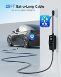 Level 2 EV Charger for Tesla, 40A/9.6kW Ultra-Fast Home Portable EV Charging Station with NEMA 14-50 Plug, 25FT Cable, Adjustable Current &Delay Start Timer, Compatible with Model Y/3/S/X (NACS Port)