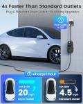 EVDANCE Level 2 EV Charger for Tesla, 24Amp 240V/25FT NEMA 10-30 Plug, 25FT Cable for Model S/3/X/Y, One-Touch Open Connector & Adjustable Current (10-24A) for Home/Garage Use, IP66 Waterproof