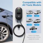 RYCHEENI Level 2 EV Charger -25ft Cable, NEMA 14-50,48 amp, Hardwired EV Home Charger with NACS Connector, 240v Wall amounted Electric Vehicle Charging Station for Tesla Electric Vehicles