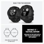 Garmin Instinct 3 Tactical Edition, Solar Charged 45mm Display, Outdoor Rugged GPS Smartwatch Bundle with USB Wall Charger + Microfiber Cleaning Cloth + More