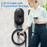 RYCHEENI Level 2 EV Charger -25ft Cable, NEMA 14-50,48 amp, Hardwired EV Home Charger with NACS Connector, 240v Wall amounted Electric Vehicle Charging Station for Tesla Electric Vehicles