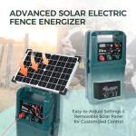 D1200S 24/7 Solar Fence Charger, 1.1Joule Portable Solar Fence Energizer with Adjustable Multi-Modes & Power Levels, 80 Acres/ 25 Miles Electric Fence Charger Ideal for Livestock