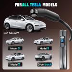 Tera 2025 New EV Charger for Tesla 40A 2.8" Largest Display ETL FCC Most Compact 25FT NACS Level 2 NEMA 14-50 Plug & NEMA 5-15 for Level 1 Waterproof IP66 Portable EVSE for Tesla Model Y/3/S/X P06