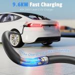 Level 2 Charger for with Tesla 40 Amp Without NACS Adapter, Portable EV Charger for with Tesla, Electric Car Chargers for Model Y/3/S/X, LCD Display & App Control(240V, NEMA14-50 Plug, 25+2FT Cable)