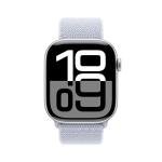 Apple Watch Series 10 [GPS 46mm case] Smartwatch with Silver Aluminium Case with Blue Cloud Sport Loop. Fitness Tracker, ECG App, Always-On Retina Display, Carbon Neutral