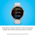 Garmin Venu 3S Soft Gold Stainless Steel Bezel 1.2-Inch AMOLED Touchscreen Display Smart Watch with 41mm Ivory Case and Silicone Band