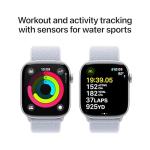 Apple Watch Series 10 [GPS 46mm case] Smartwatch with Silver Aluminium Case with Blue Cloud Sport Loop. Fitness Tracker, ECG App, Always-On Retina Display, Carbon Neutral