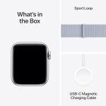 Apple Watch SE (2nd Gen) [GPS 40mm] Smartwatch with Silver Aluminum Case with Blue Cloud Sport Loop One Size. Fitness and Sleep Trackers, Crash Detection, Heart Rate Monitor, Carbon Neutral