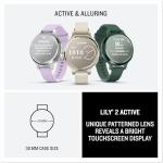 Garmin Lily® 2 Active, Small and Stylish Smartwatch, Built-in GPS, Hidden Display, Patterned Lens, Up to 9 Days Battery Life, Lunar Gold with Bone Silicone Band