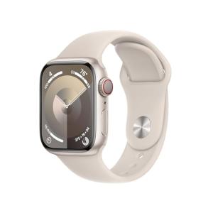 Apple Watch Series 9 [GPS + Cellular 41mm] Starlight Aluminum Case with Starlight Sport Band S/M (Renewed)