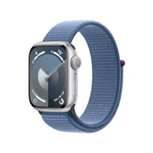 Apple Watch Series 9 [GPS 41mm] - Silver Aluminum Case with Winter Blue Sport Loop, One Size (Renewed)