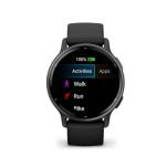 Garmin vivoactive 5, Health and Fitness GPS Smartwatch for Men and Women with Slate Aluminum Bezel Black Case and Silicone Band, 1.2” AMOLED Touchscreen Display, 11 Days Battery Life (Bundle)