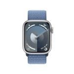 Apple Watch Series 9 [GPS 41mm] - Silver Aluminum Case with Winter Blue Sport Loop, One Size (Renewed)