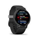 Garmin vivoactive 5, Health and Fitness GPS Smartwatch for Men and Women with Slate Aluminum Bezel Black Case and Silicone Band, 1.2” AMOLED Touchscreen Display, 11 Days Battery Life (Bundle)