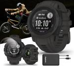 Garmin Instinct 2S Solar (Graphite) Rugged GPS Smartwatch Bundle - Outdoor Watch with Multi GNSS, Compass, Heart Rate, S/M, 40mm - Includes PlayBetter Screen Protectors & Portable Charger