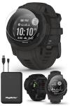Garmin Instinct 2S Solar (Graphite) Rugged GPS Smartwatch Bundle - Outdoor Watch with Multi GNSS, Compass, Heart Rate, S/M, 40mm - Includes PlayBetter Screen Protectors & Portable Charger
