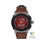 Diesel Men's Griffed Gen 6 45mm Stainless Steel and Leather Touchscreen Smart Watch, Color: Brown (Model: DZT2043V)