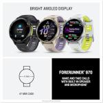 Garmin® Forerunner® 970, Premium GPS Running and Triathlon Smartwatch, AMOLED Display, Built-in LED Flashlight, Soft Gold Titanium with French Gray Case and French Gray/Translucent Indigo Band