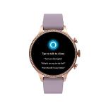 Fossil Women's Gen 6 42mm Stainless Steel and Silicone Touchscreen Smart Watch, Color: Rose Gold, Purple (Model: FTW6080V)