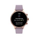 Fossil Women's Gen 6 42mm Stainless Steel and Silicone Touchscreen Smart Watch, Color: Rose Gold, Purple (Model: FTW6080V)