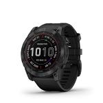 Garmin fenix 7X Sapphire Solar, Larger sized adventure smartwatch, with Solar Charging Capabilities, rugged outdoor watch with GPS, touchscreen, wellness features, black DLC titanium with black band