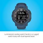 Garmin Instinct Crossover Solar, Rugged Hybrid Smartwatch with Solar Charging Capabilities, Analog Hands and Digital Display, Tidal Blue, Adjustable