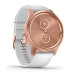 Garmin vivomove Style, Hybrid Smartwatch with Real Watch Hands and Hidden Color Touchscreen Displays, Rose Gold with White Silicone Band