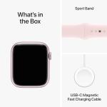 Apple Watch Series 9 [GPS + Cellular 45mm] Smartwatch with Pink Aluminum Case with Pink Sport Band M/L. Fitness Tracker, Blood Oxygen & ECG Apps, Always-On Retina Display