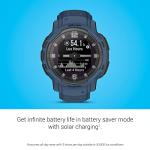 Garmin Instinct Crossover Solar, Rugged Hybrid Smartwatch with Solar Charging Capabilities, Analog Hands and Digital Display, Tidal Blue, Adjustable